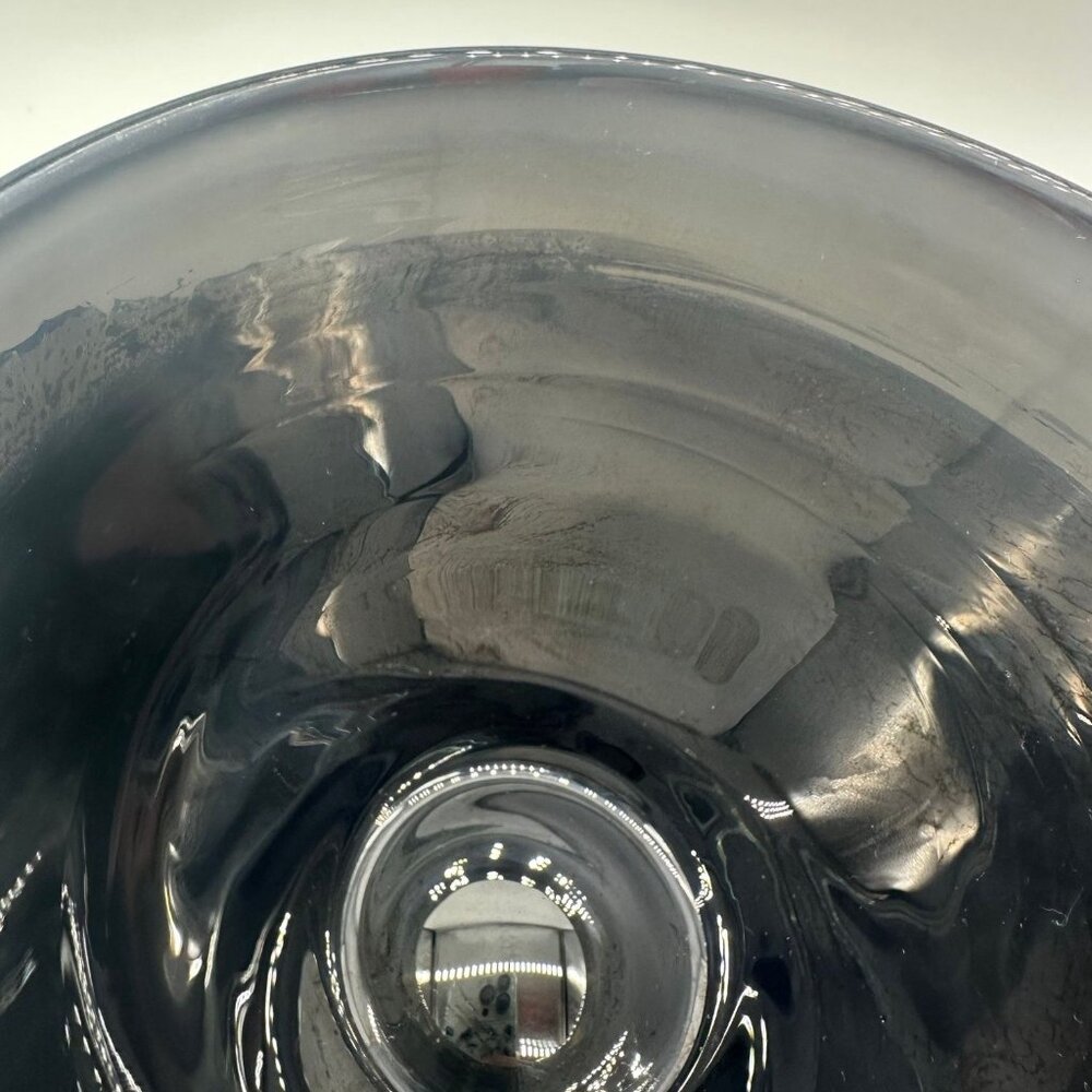 Art Glass Bowl Hand Blown Brehat France Signed Smoke Gray Silver Artsian Made - Picture 5 of 10